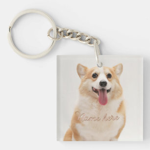 Porte-clefs Modèle de photo de nom d'animal de compagnie simpl