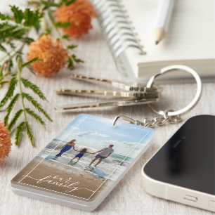 Porte-clefs Modèle de photo personnalisé Notre famille Texte