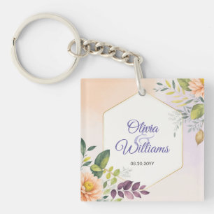 Porte-clefs Modèle d'invitation de mariage floral élégant
