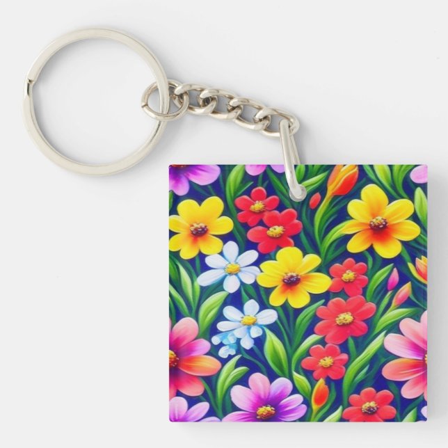 Porte-clefs Modèle floral coloré (Devant)