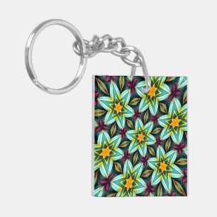 Porte-clefs Modèle Floral Étoiles Vertes