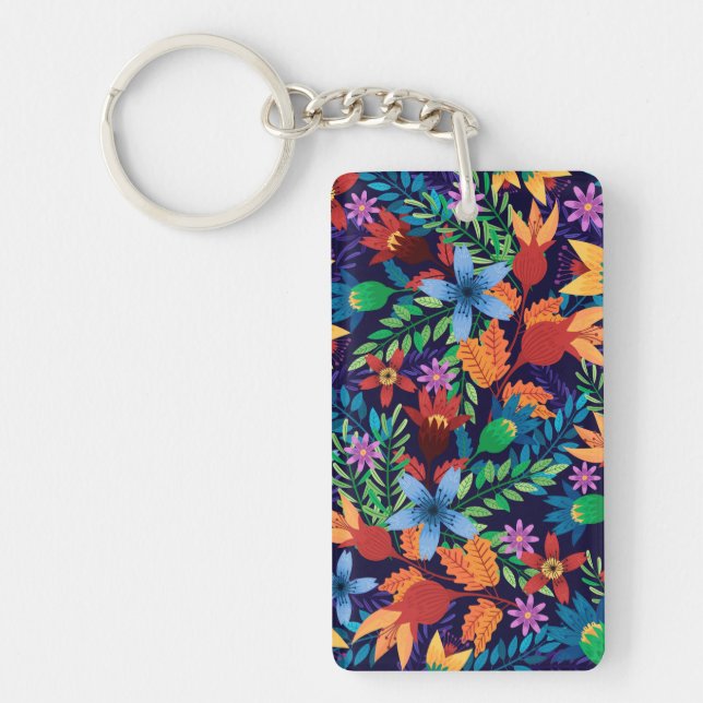 Porte-clefs Modèle floral exotique coloré-32436 (Devant)