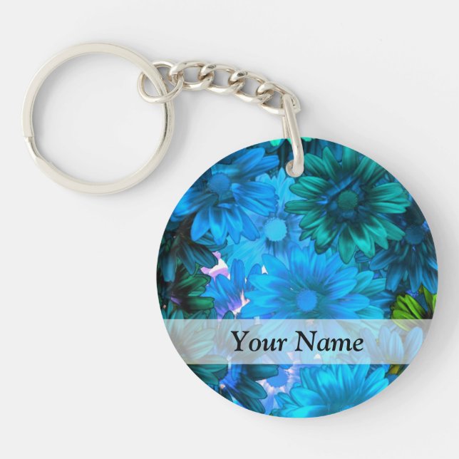 Porte-clefs Modèle floral moderne bleu clair (Devant)