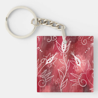 Porte-clefs Modèle Floral rouge