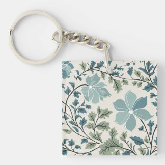 Porte-clefs Modèle Floral turquoise et vert sur Arrière - plan