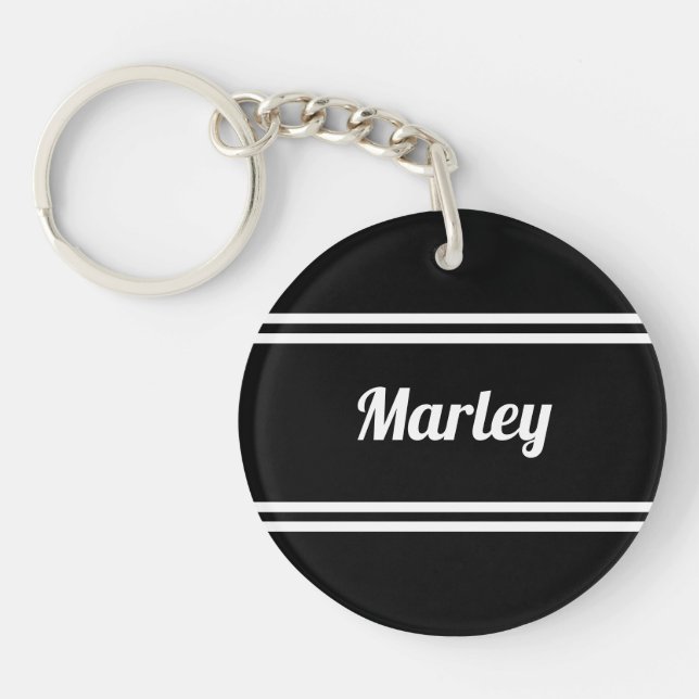 Porte-clefs Modern Black & White Name  (Devant)