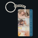 Porte-clefs Modern Blue 3 Photo Collage pour grand-père<br><div class="desc">Joli, unique 3 photo collage cadeau porte - clé pour grand-père qui dit - Seulement les meilleurs pères sont promus à grand-père - dans une police blanche en gras sur un arrière - plan bleu. Créez votre propre photo collage en choisissant vos trois photos préférées que vous voulez que grand-père...</div>
