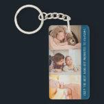 Porte-clefs Modern Blue 3 Photo Collage pour grand-père<br><div class="desc">Joli, unique 3 photo collage cadeau porte - clé pour grand-père qui dit - Seulement les meilleurs pères sont promus à grand-père - dans une police blanche en gras sur un arrière - plan bleu. Créez votre propre photo collage en choisissant vos trois photos préférées que vous voulez que grand-père...</div>