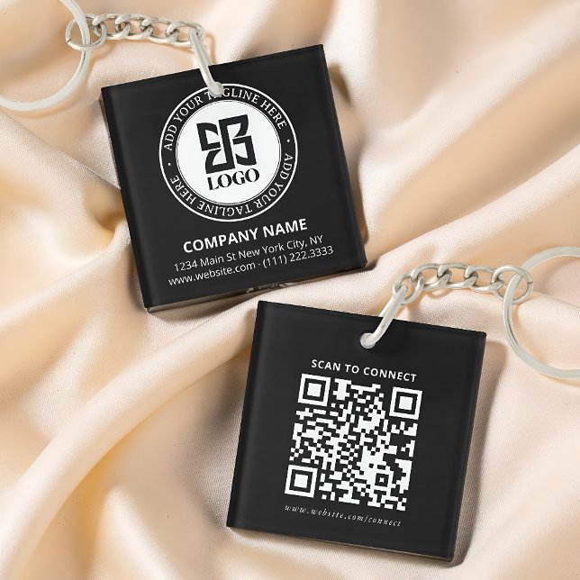 Porte-clefs Modern Custom Logo QR Code Business Promotional (Créateur téléchargé)