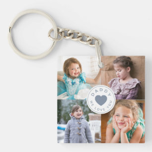 Porte-clefs Modern Daddy We Love You 4 Photo Collage