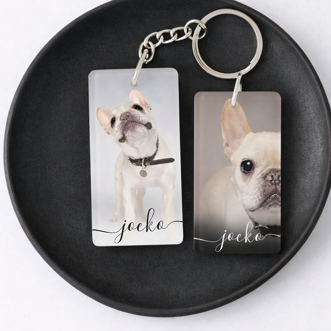 Porte-clefs Modern Elegant Personalized Photo and Text  (Créateur téléchargé)