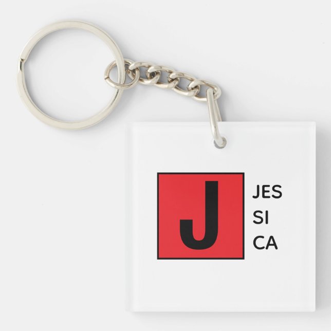 Porte-clefs Modern Elegant Plain Professional Name Monogram (Devant)