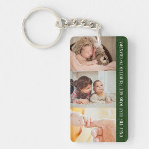Porte-clefs Modern Green 3 Photo Collage pour grand-père