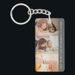 Porte-clefs Modern Grey 3 Photo Collage pour grand-père<br><div class="desc">Joli, unique 3 photo collage cadeau porte - clé pour grand-père qui dit - Seulement les meilleurs papas sont promus à grand-père - dans une police blanche en gras sur un arrière - plan gris. Créez votre propre photo collage en choisissant vos trois photos préférées que vous voulez que grand-père...</div>