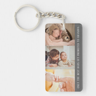 Porte-clefs Modern Grey 3 Photo Collage pour grand-père