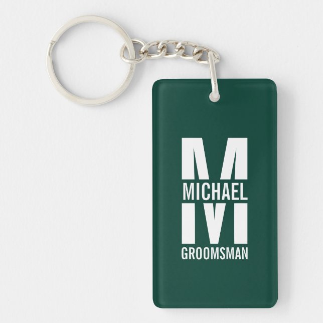 Porte-clefs Modern Personalized Groomsmen Monogram and Name (Devant)