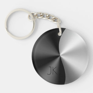 Porte-clefs Moderne Black & Silver Metallic Design USB Chargem
