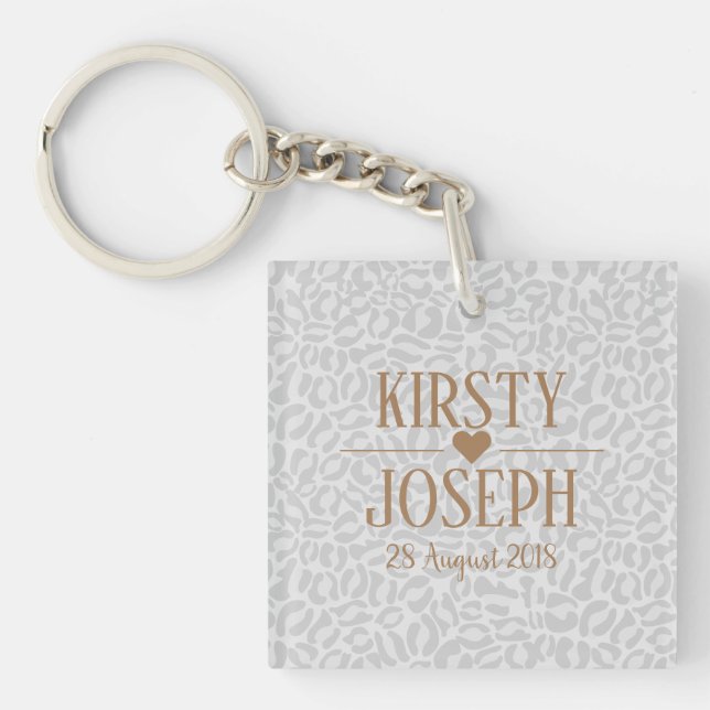 Porte-clefs Moderne Classic Gold Mariage élégant Motif (Devant)