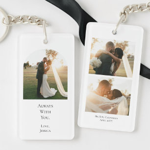 Porte-clefs Moderne collage de 3 photos pour couple anniversai