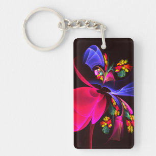 Porte-clefs Moderne coloré Floral Abstrait Art Motif #06