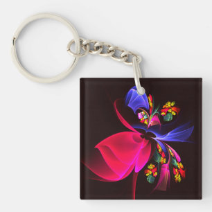 Porte-clefs Moderne coloré Floral Abstrait Art Motif #06