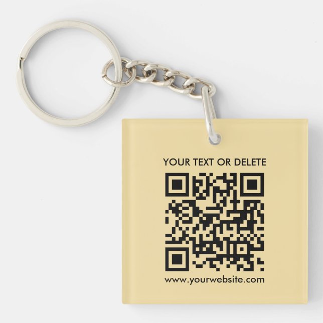 Porte-clefs Moderne élégant QR Code Or Carré double face (Devant)