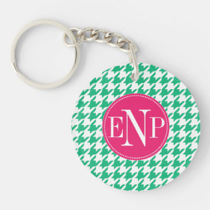 Porte-clefs Moderne Emerald Green Houndstooth Personnalisé