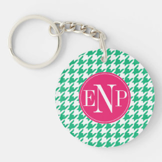 Porte-clefs Moderne Emerald Green Houndstooth Personnalisé