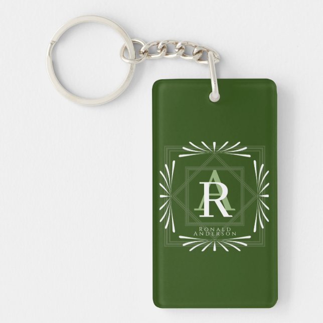 Porte-clefs Moderne et élégant Monogramme vert (Devant)