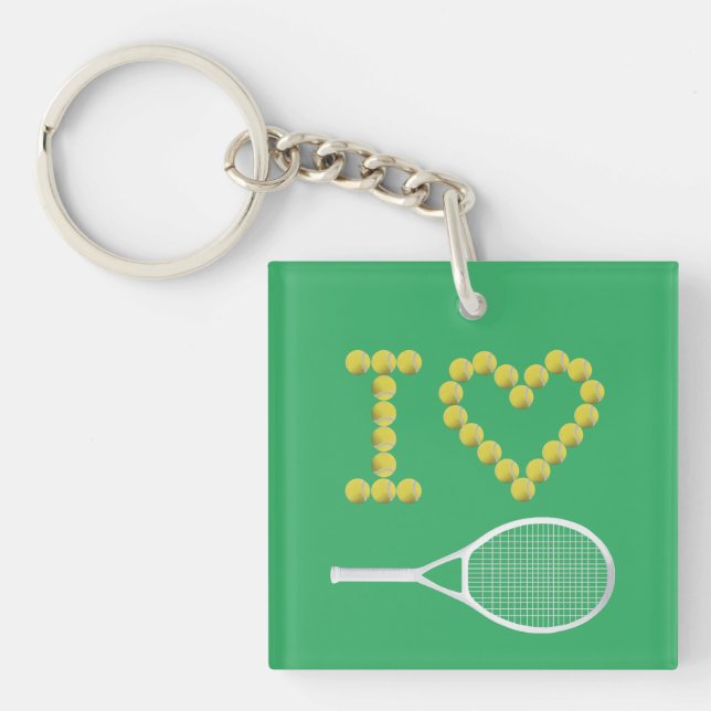 Porte-clefs Moderne I Love Tennis Green (Devant)