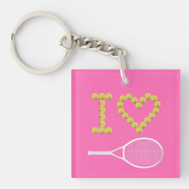 Porte-clefs Moderne I Love Tennis Rose (Devant)