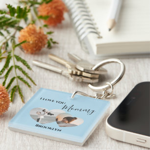 Porte-clefs Moderne Je t'aime Maman 2 Photo de coeur