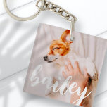 Porte-clefs Moderne Jouer Simple Élégant Chic Photo Pet<br><div class="desc">Ce design simple et classique est composé de typographie serif et d'ajouter une photo personnalisée de votre animal de compagnie.</div>