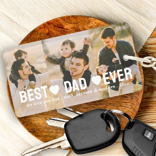 Porte-clefs Moderne Meilleur Papa Ever 3 Photo Collage Coeurs 
