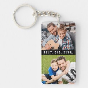 Porte-clefs Moderne MEILLEUR PÈRE JAMAIS 2 Photos Personnalisé