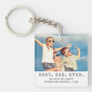 Porte-clefs Moderne MEILLEUR PÈRE JAMAIS 2 Photos Personnalisé