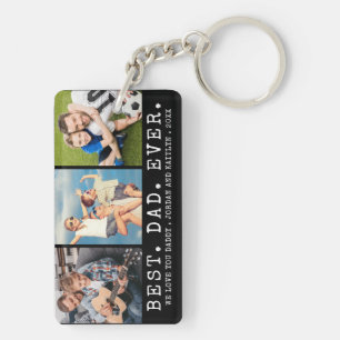 Porte-clefs Moderne MEILLEUR PÈRE JAMAIS 3 Photos Personnalisé