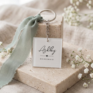Porte-clefs Moderne Minimaliste Demoiselle d'Honneur Nom Perso