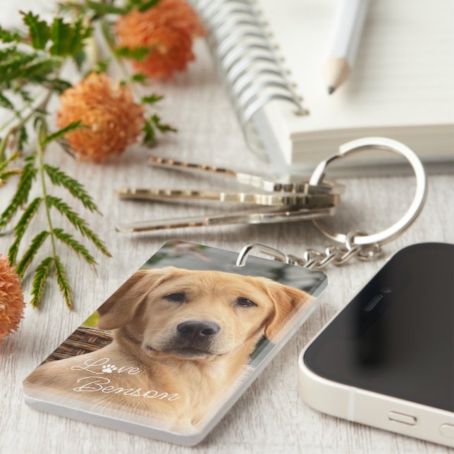 Porte-clefs Moderne Mon meilleur ami Chien Photo Amour Emprein (Devant droit)