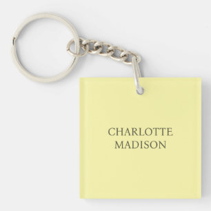Porte-clefs Moderne Simple Crème Tendance Minimaliste Nom Simp
