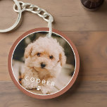 Porte-clefs Moderne Simple Jouer Élégant Chic Paw Pet Photo<br><div class="desc">Ce design simple et classique est composé de typographie sans serif et d'ajouter une photo personnalisée de votre animal de compagnie.</div>