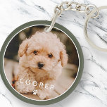 Porte-clefs Moderne Simple Jouer Élégant Chic Paw Pet Photo<br><div class="desc">Ce design simple et classique est composé de typographie sans serif et d'ajouter une photo personnalisée de votre animal de compagnie.</div>
