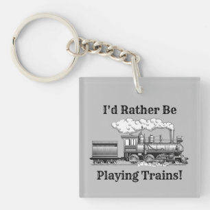 Porte-clefs Modifier le texte Je préfère jouer Trains Railroad