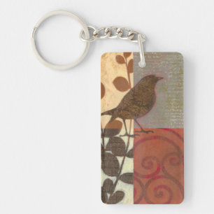 Porte-clefs Moineau de damassé