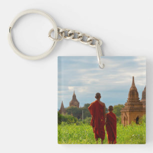 Porte-clefs Moines avec des temples anciens