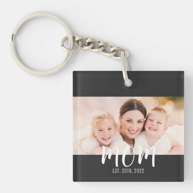 Porte-clefs Mom Established Modern Script Photo Keychain (Devant)