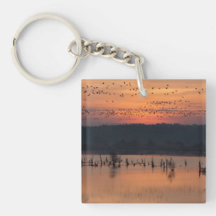 Porte-clefs Moments romantiques Oiseaux au lever du soleil pho