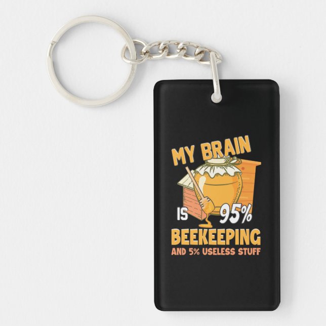 Porte-clefs Mon Cerveau Est 95 Pour Cent Apiculture (Devant)