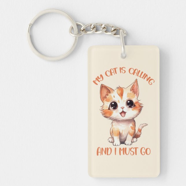 Porte-clefs Mon Chat Appelle Un Chat Orange Cute (Devant)
