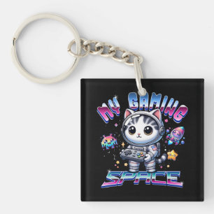 PORTE-CLEFS MON ESPACE DE JEUX - KAWAII SPACE CAT